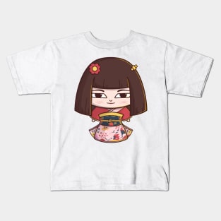 OKIKU JAPANESE HORROR DOLL Kids T-Shirt